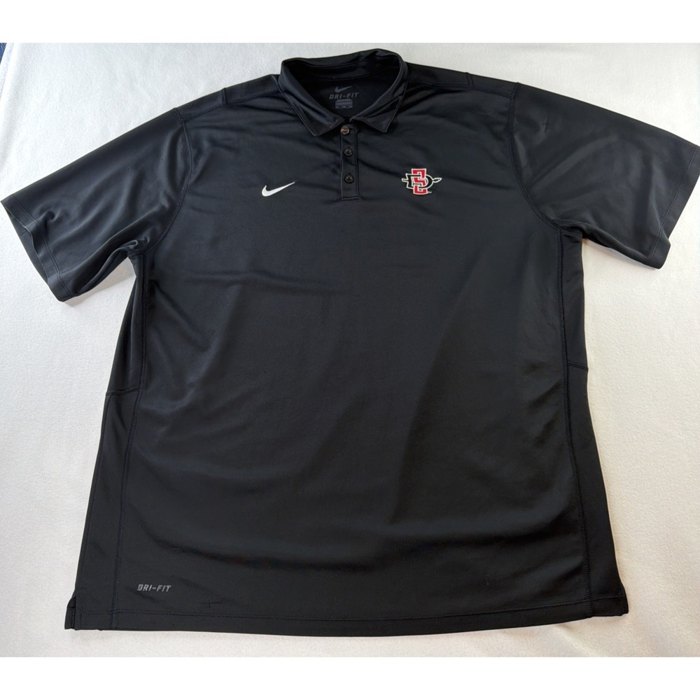Nike Dri-FIT San Diego State SDSU Aztecs Mens Black Polo Shirt Short Sleeve XXL